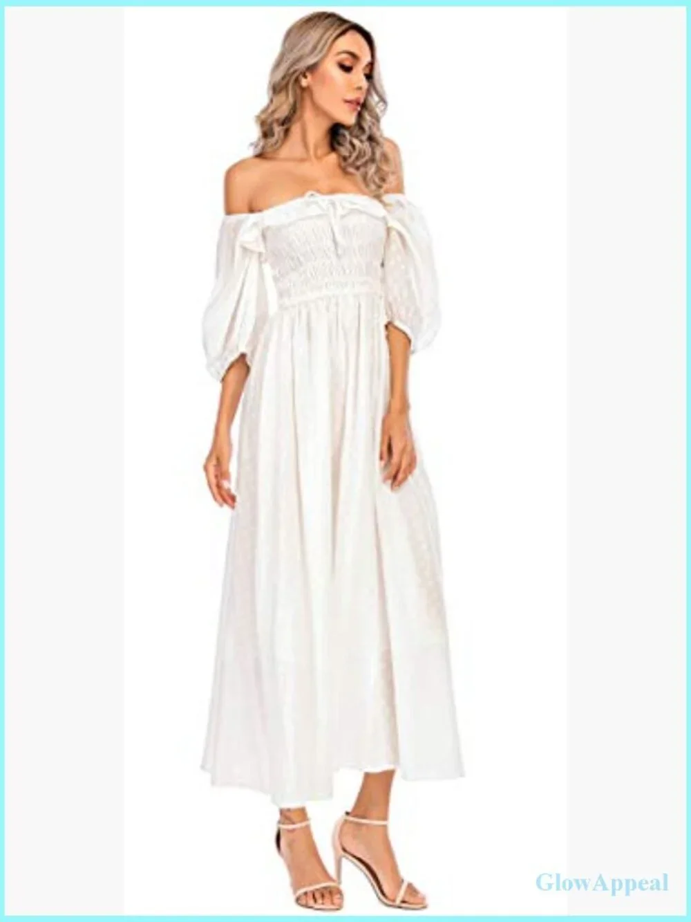 Summer Cotton Backless Midi Dress with Ruffles A-Line Flowy Casual